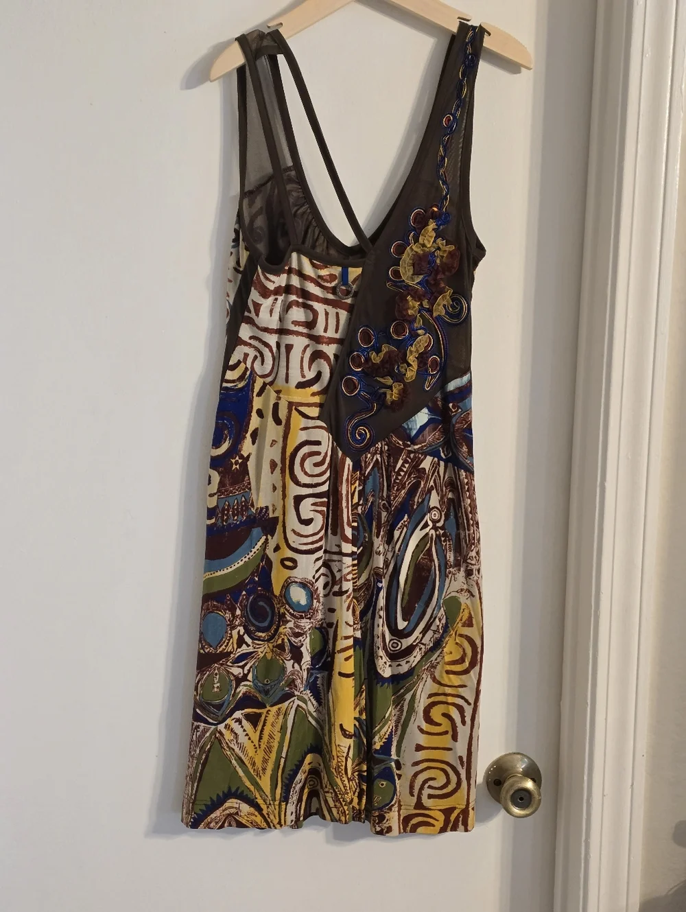 Save the Queen Italy Abstract Mesh Dress Embroidered Sheer Asymmetrical Y2K S - Picture 12 of 16